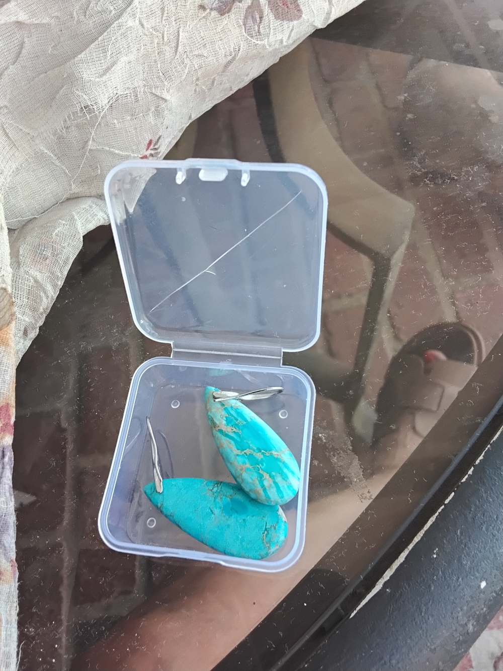 Source Unknown Turquoise Blue Teardrop Stone Earrings